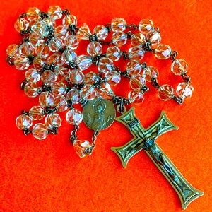 Rock? Crystal beads sterling silver Rosary vintage Antique AS IS